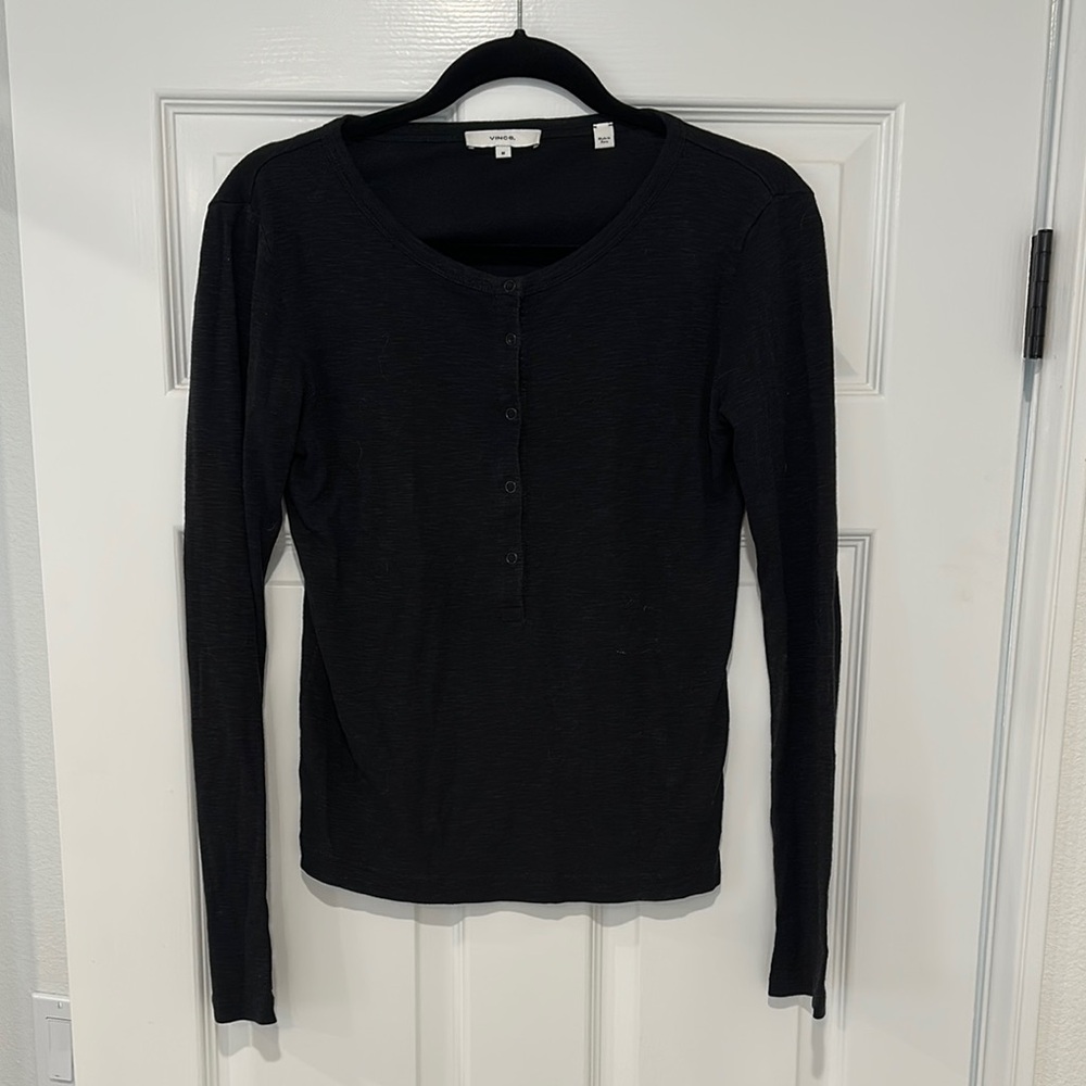 Vince Black Long Sleeve Button Down Top